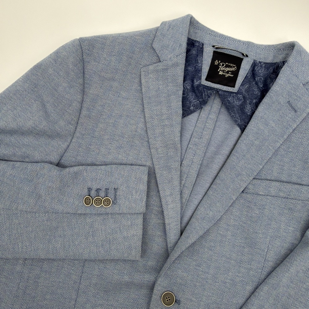 Original Penguin Orlan Sport Coat Blazer 42R Blue Knit Unstructured Floral Poly
